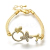Brass Micro Pave Clear Cubic Zirconia Link Bracelets for Women BJEW-A029-01B-G-4