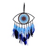 Handmade Evil Eye Woven Net/Web with Feather Wall Hanging Decoration LS-HJEW-K035-07-1