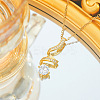 Spiral Shaped 304 Stainless Steel Micro Pave Clear Cubic Zirconia Pendant Necklaces FS-WG74725-01-1