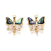 Brass with Cubic Zirconia and Abalone Shell Cup Pearl Peg Bails Pin Pendants KK-T079-42G-1