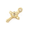 Brass Micro Pave Clear Cubic Zirconia Charms KK-V016-22E-G-2