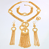 Luxury Alloy Ring Tassel Bracelets & Earrings & Necklaces & Rings Sets for women CI2534-4