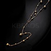 304 Stainless Steel Ball Chain Long Tassel Y Necklaces for Women FS-WG75565-01-4