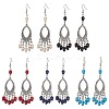 Halloween Skull Dyed Synthetic Turquoise & Alloy Dangle Earrings EJEW-JE05890-1
