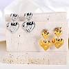 304 Stainless Steel Hammered Heart Dangle Stud Earrings JE1119B-5