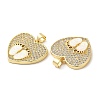 Rack Plating Brass Micro Pave Clear Cubic Zirconia Pendants KK-C025-03G-2