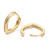 Brass Micro Pave Clear Cubic Zirconia Huggie Hoop Earrings EJEW-A058-26-3