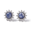 Gemstone Sun Stud Earrings with Cubic Zirconia EJEW-P209-01P-3