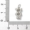 Brass Micro Pave Black and Clear Cubic Zirconia Bear Charms KK-B155-20P-3