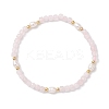 Natural Rose Quartz & Cultured Freshwater Pearl Beads Stretch Bracelets for Women BJEW-JB12734-01-2