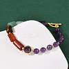 Natural Amethyst & Natural Mixed Stone & Brass Round & Prism Beaded Bracelets for Women BJEW-G752-01G-02-2