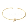 Rack Plating Brass Micro Pave Clear Cubic Zirconia Letter Open Cuff Bangles BJEW-A018-01G-F-2