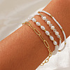 4Pcs 4 Styles Fashion Plastic Imitation Pearl & Natural Freshwater Pearl & Glass Beaded Stretch Bracelets SF7008-1-1