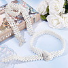 CRASPIRE 2Pcs 2 Style ABS Plastic Pearl Braided Stretch Chain Belts with Alloy Oval Clasp AJEW-CP0001-66-6