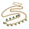 304 Stainless Steel Rhinestone Flat Round Tassel Twisted Chain Necklaces for Women NJEW-V010-01G-04-1
