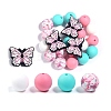 25Pcs Butterfly & Round Silicone Focal Beads SIL-L005-02D-1
