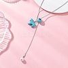 Dyed Synthetic Turquoise Horse with Shell Pearl Beads Pendant Necklaces NJEW-JN05895-01-1