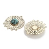 Brass Pave Dyed Synthetic Turquoise Flat Round Chandelier Component Links KK-Z088-05G-02-2