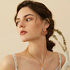 4 Pairs 4 Color Wood Donut Dangle Stud Earring with 316 Stainless Steel Pins for Women EJEW-FI0002-46-6