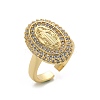 Brass Micro Pave Clear Cubic Zirconia Cuff Rings for Women RJEW-C126-16G-4