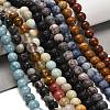 Natural Wood Lace Stone/Blue Spot Jasper/Black Netstone/Opal/Cherry Blossom Glass Beads Strands G-P562-C-02-2