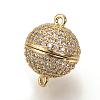 Brass Micro Pave Cubic Zirconia Magnetic Clasps with Loops ZIRC-S058-04G-8mm-1