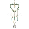 Natural Green Aventurine Chip Beads with Brass Findings Pendant Decorations HJEW-JM01814-03-1