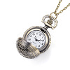 Carved Alloy Flat Round Pendant Necklace Quartz Pocket Watches WACH-P006-06-3