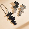 Irregular Geometry Acrylic with Imitation Leather Cord Pendant Necklace & Stud Earring Sets FS-WGB043E-01-3