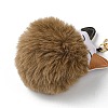 Imitation Rex Rabbit Fur Ball & PU Leather Cat Pendant Keychain X1-KEYC-K018-05KCG-03-3