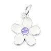 925 Sterling Silver Enamel Smiling Face Flower Charms STER-M119-06C-S-1