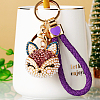 Full Rhinestone Pearl Fox Head Pendant Keychain WG98948-05-1