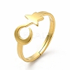 Ion Plating(IP) 304 Stainless Steel Star and Moon Adjustable Ring for Women LS-RJEW-B027-15G-1