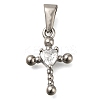304 Stainless Steel Pendants with Cubic Zirconia STAS-Z113-04P-1