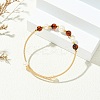 Copper French Wire & Round Natural Amber & Cultured Freshwater Pearl Cuff Bangle for Women BJEW-JB13990-1