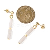 Rectangle Brass Natural White Jade Dangle Stud Earrings EJEW-JE06768-3