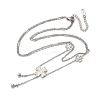 304 Stainless Steel Shell Pearl Clover Pendant Double Layered Necklaces for Women NJEW-U036-01P-4