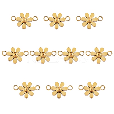 10Pcs 430 Stainless Steel Small Flower Connector Charms JX237B-1