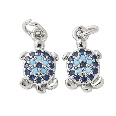 Brass Micro Pave Cubic Zirconia Charms KK-U056-44P-1