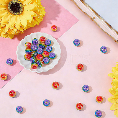 40Pcs Pride UV Plating Rainbow Iridescent Acrylic European Beads MACR-SC0002-66-1