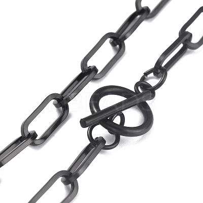 304 Stainless Steel Paperclip Chain Necklaces NJEW-O124-01EB-1
