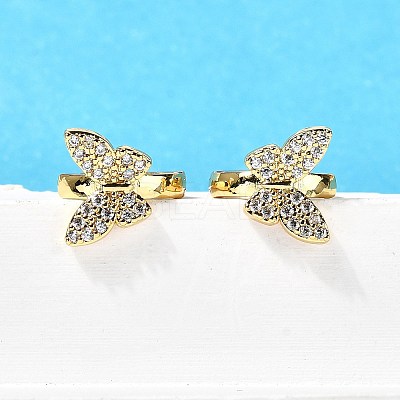 Butterfly Brass Hoop Earrings EJEW-S256-04A-G-1