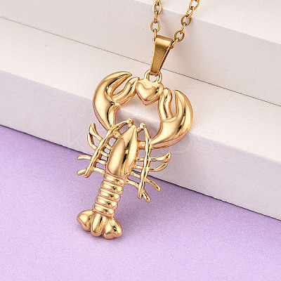 304 Stainless Steel Pendant Necklaces NJEW-T018-32G-1