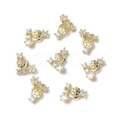 Brass Micro Pave Clear Cubic Zirconia Cabochons KK-A174-13G-1