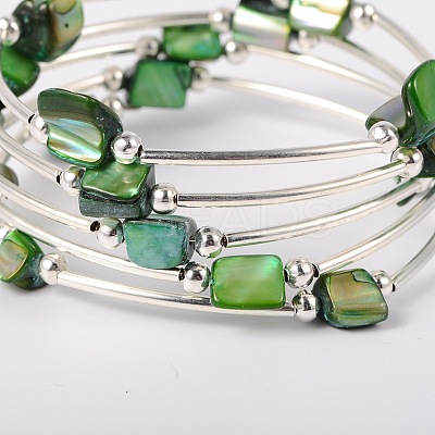 Shell Beads Wrap Bracelets BJEW-JB01608-03-1