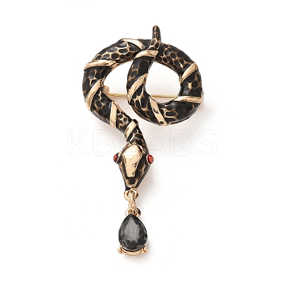 Rhinestone Snake Aolly Brooch with Enamel JEWB-V002-17A-1