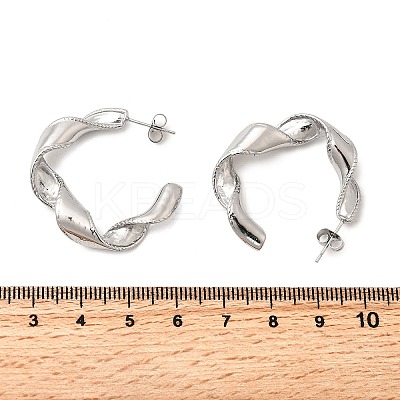 304 Stainless Steel Twist C-Shaped Stud Earrings EJEW-A139-01P-1