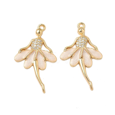 Brass Micro Pave Clear Cubic Zirconia Pendants KK-S531-25G-1