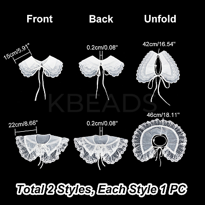 2Pcs 2 Style Detachable Polyester & Nylon Lady's False Collars AJEW-GA0005-95-1