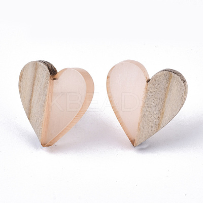 Transparent Resin & Wood Stud Earrings EJEW-N017-002A-D07-1